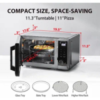 Microwave Oven, 6-in-1 Inverter Countertop Healthy Air Fryer Combo , Convection, 11.3'' Turntable Sound on/Off, Microwave Oven