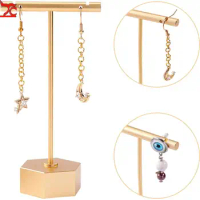 T Bar Earring Display Stand Gold Aluminum Alloy Earring Holder Jewelry Tower Holder Display for Jewelry for Girl Women