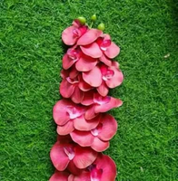 Anggrek latex artificial 4 tangkai pot gentong plastik Merah Maron