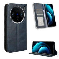 Pertain to Vivo X100 Pro 5G luxury magnetic retro wallet skin PU leather case for Vivo X100 Pro X100 5G Magnetic phone case