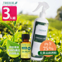 【TREEOIL】茶樹精油+75%酒精 乾洗手噴霧劑 500ml*3入