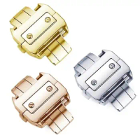 HAODEE 18 21mm Solid Stainless Steel Double Click Clasp For Cartier Santos Watchband Metal Buckle Metal