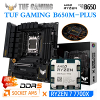 AM5 Ryzen 7 7700X CPU Motherboard Suit ASUS TUF GAMING B650M PLUS Micro-ATX Desktop 128G DDR5 Mainboard Kit R7 7700X PCIe 5.0