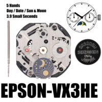 VX3H Movement Epson VX3HE Movement Multi-Function Sun &amp; Moon VX3HE VX3 Series 3.9 Small Seconds Size:10 1/2'''5 Hands Day/Date