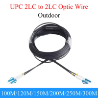 Fiber Optic Extension Wire UPC 2 LC to 2 LC Single-mode 2-core Outdoor Convert Line 100M/120M/150M/200M/250M/300M Optical Cable