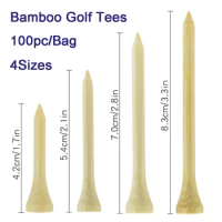 100pc/bag bamboo golf tees 4 sizes for irons putter varied peg 1.7in 2.1in 2.8in 3.3in for golfer gift golf ball holder 골프tee