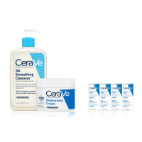 【CeraVe 適樂膚】角質代謝嫩膚組★長效潤澤修護霜+水楊酸煥膚淨嫩潔膚露 473ml_D(臉部身體乳霜)