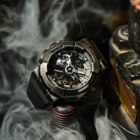 【CASIO 卡西歐】G-SHOCK 蒸氣龐克 機械黑 金屬錶殼 人氣雙顯(GM-110VB-1A)