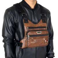 ◤New◢ Chest Bag Chest Rig Bag Bahan Kulit Pu Leather Tas Dada Tas Selempang Dada Pria