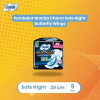 Charm Safe Night 29 cm isi 9 Pembalut Wanita Softex Kering