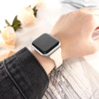 【Watchband】Apple Watch 全系列通用錶帶 蘋果手錶替用錶帶 經典色系 矽膠錶帶(古董白色)