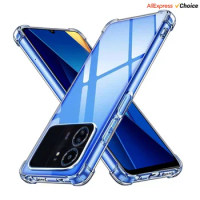 Thick Air-Bag Silicone Clear Case For Xiaomi Poco C65 X6 M4 M5 M6 X3 X4 NFC X5 F3 F4 GT F5 Pro 5G C50 C51 C55 Back Cover Fundas