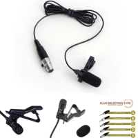 Black Lavalier Lapel Microphone 3.5mm XLR 3-Pin XLR 4-Pin For Wireless System With A Metal Clip And A Windscreen
