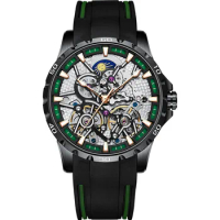 2023 New AILANG Fashion Double Tourbillon Watches Men Moon Phase Luminous Watch Automatic Mechanical Skeleton Clock Reloj Hombre