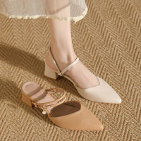 Fairy Style Niche Thick-Soled Height-Increasing Sandals for Women, Summer New Pointed Toe Single Sho