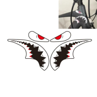 Bicycle Frame Decorative Sticker MTB Shark Head Tube Stickers Waterproof Sunscreen Heat-resistant Bike Flame Reflective Decals