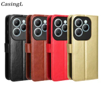 Flip Wallet Case For Infinix Hot 40 Pro Card Bag Leather Holder Magnetic Cover For Infinix Hot 40 TPU Shockproof Shell