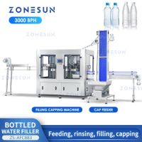 ZONESUN Liquid Rinsing Filling Capping Machine ZS-AFC883 Automatic Mineral Water PET Bottle Beverage Drinking Water Production