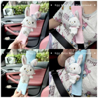 Cartoon Anime Sanrioed Wish Me Mell Plush Doll Car Seat Belt Cover Kawaii Cute Auto Interior Decoration Accessories Girl Gift
