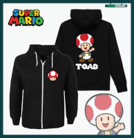 Jaket Hoodie Zipper Super Mario Bros Toad Mushroom Anak