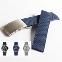 21mm Rubber Silicone Watch Strap Black Blue Gray Soft Folding Buckle Watch Band Suitable for Longines Watch