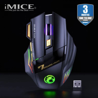 iMICE GW-X7 RGB Rechargeable 2.4G Wireless Gaming Mouse, Ergonomic Design, Silent Clicks, 7 Color Br