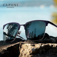 CAPONI Men Sunglasses Photochromic Polarized Outdoor Driving High Quality Pure Titanium Sun Glasses UV400 Protect Shades BS1905