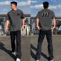 เสื้อวันเล่นสงกรานต์  เสื้อผ้าสงกรานต์คนอ้วนเสื้อยืดแขนสั้นผ้าฝ้ายหนัก 100%, เทรนด์จีน, สไตล์ไฮสตรีท