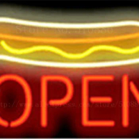 Hot Dogs Open neon sign Handcrafted Light Bar Beer Pub Club signs Shop Business Signboard diet food diner break 17"x14"