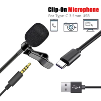 Lavalier 3.5mm Mini Microphone USB Condenser Professional Microphone For PC Computer Lapel Clip-on Type C Micro Mic For Phone