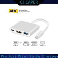 Suitable for 3 in 1 HUB 4K USB Type C to HDMI Cable Adapter Converter Gaming Adapter Hub USB Type C 