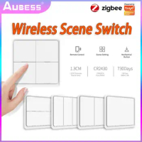 Tuya ZigBee Smart Switch 12 Scene Push Button Switch Tuya 4gang Wall Switch Home Automation Switch For Smart Life Control