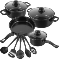 7 Pcs Cast Iron Pots And Non Stick Frying Cooking Pans Set Skillet Fry Non Stick Frying Cooking Pans Cooking Pots Nonstick