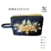Zahida Painting Dompet Wanita Lukis Lova Clutch Jeans Denim Premium | Dompet Wanita Stylish Aestheti