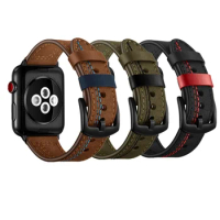 For Apple Watch Band 44mm/40mm Men's Casual iwatch Leather Strap 42mm/38mm Correa Bracelet Watchband Belt Apple Watch 4 3 5 Se 6