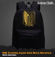 Tas Punggung Ransel Hitam Anime Scouting Legion Gold Attack On Titan