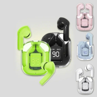 SHOWBITZ Headset Bluetooth TWS Air31 Tanpa Kabel 5.3 LED Display Transparan Hifi Sound Earphone - He
