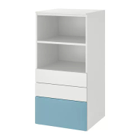 SMÅSTAD/PLATSA 書櫃, 白色 藍色/附3個抽屜, 60x57x123 公分