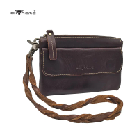 (RGH248-1H with Leather Strap) Extreme Full grain Slim Leather Belt Pouch with Leather Strap