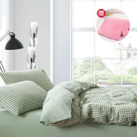 【BELLE VIE】水洗棉 簡約風格 加大床包被套四件組(贈 冷氣毯x1)