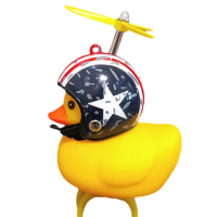 Stretchable Duck Bicycle Horn Rubber Duck With Helmet Duckling Mountain Bike Bell With Warning Light For Electric Scooters