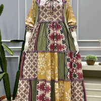 Gamis Salvina Enda Ssn Motif Dress Wanita Elegan dengan Desain Unik dan Warna Cerah