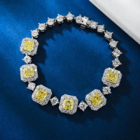 Romantic Topaz Moissanite Bangle Bracelet 100% Real 925 Sterling silver Wedding Bracelets For Women Men Fine Party Jewelry Gift