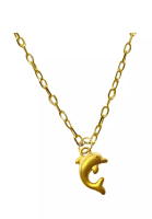 LITZ [SPECIAL] LITZ 999 (24K) Gold  Dolphin Pendant With 9K Yellow Gold Chain EP0303-N