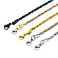 Bala Twisted Rope Chain Necklace, 2/3/4/5/6 mm wide stainless steel choker for women and men, metal 