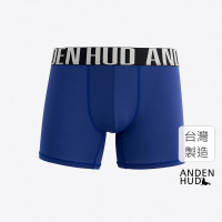 【Anden Hud】男款_吸濕排汗機能系列．長版腰帶平口內褲(星系藍-黑白寬緊帶)
