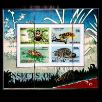 Prangko Nigeria Insects Serangga Salah Cetak Misprint Langka