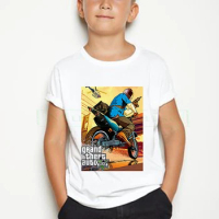 Children GTA Street Fight Long With GTA 5 Pure cotton T shirt Baby Boys/Girls Fashion Summer Tops Kids Casual T-shirt