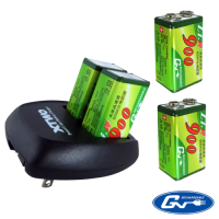 GN 9V鋰電充電池組(充電器+鋰電池4顆) GN9VXTWO+GN9V x3