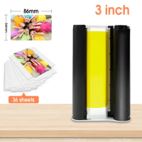1 Ink Cartridge 36 Sheets for Canon Selphy 3 inch Paper Card Size Compatible Canon Selphy CP1300 1500 DIY Printing Photo Paper